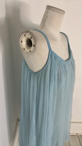 Vintage 60er Jahre blau Chiffon Babydoll Nachthemd Kleid - Bild 3 von 6
