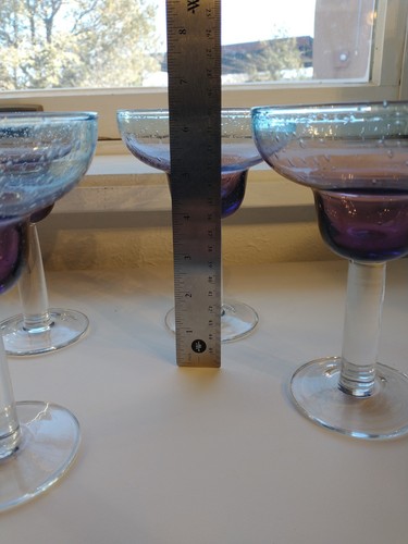 Purple Violet Ombre Margarita Glasses Set 4 193a Cl - Picture 7 of 9