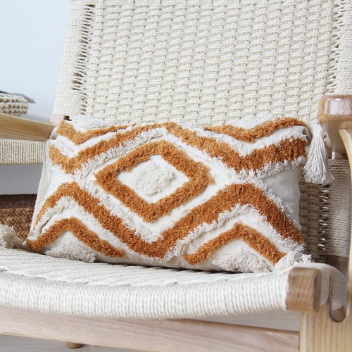 Fundas de Almohada Boho Lumbar con Borlas Hechas a Mano Decorativas Tejidas Mechones... - Imagen 2 de 5