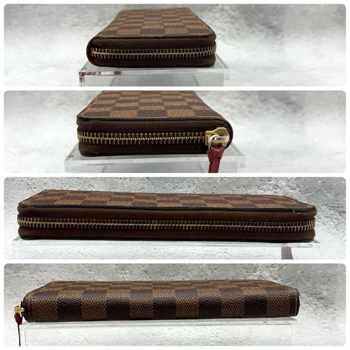 Cartera Larga Louis Vuitton Damier Portefeuille Clemence Marrón Rojo Interior De Japón - Imagen 4 de 11