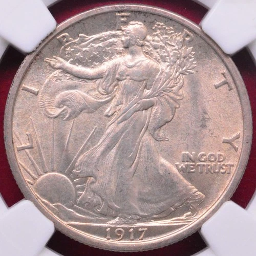 NGC MS-62! 1917 WALKING LIBERTY HALF