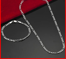 925 Sterling Silver 4mm Chain Necklace Bracelet Set for Men & Women Jewelry Gift