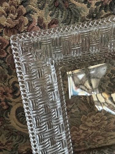 Tiffany & Co Crystal Basket Weave Square Plate Platter Serving Tray 12" Retired - Picture 9 of 11