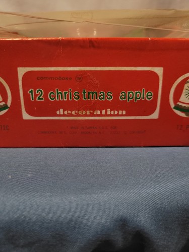 Christmas Apples Good Cond. Sears Vintage Ornaments Box Of 12 Large 50mm 2 inch - Picture 5 of 5