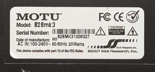 MOTU 828 MK3 Hybrid USB/Firewire Audio Interface - Picture 15 of 16