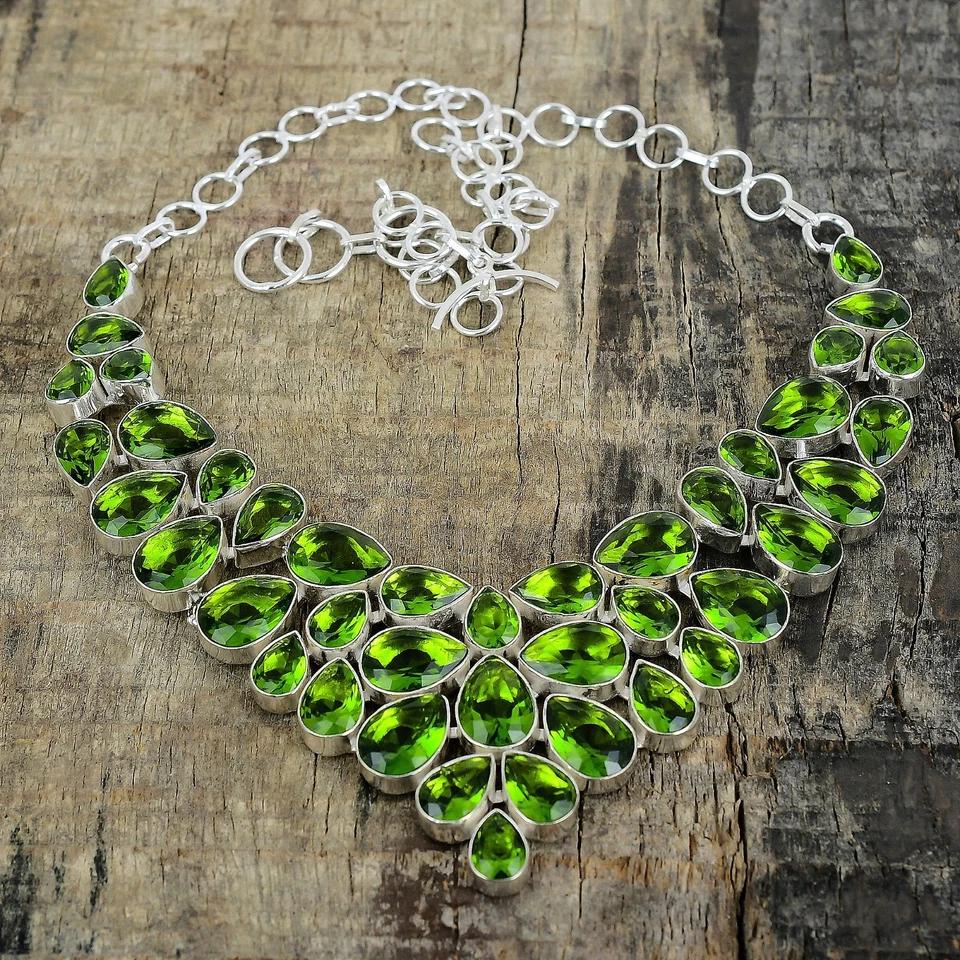 Peridot Gemstone Necklace 925 Sterling Silver Handmade Jewelry Mother's Day Gift - Image 2 of 4