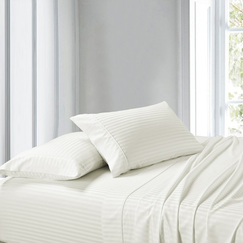 Attached Waterbed Sheet Set Luxury 100% Cotton Sateen Stripe Wrinkle Free 300 TC - Picture 5 of 17