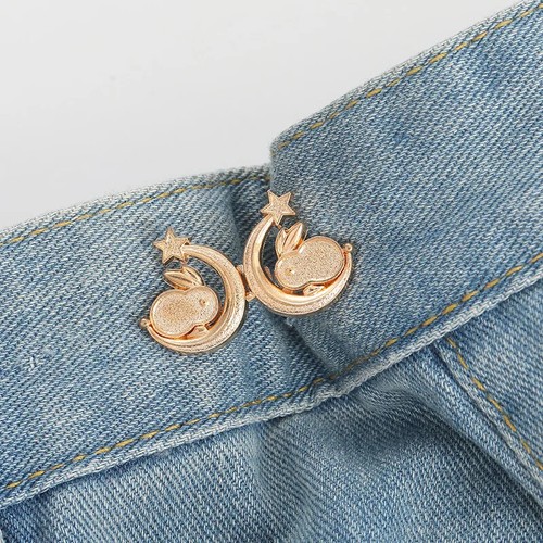 Adjustable Tightener Waist Buckle for Jeans, No Sewing Required Butterfly Button - Picture 9 of 37