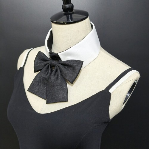 Student Uniform Lapel Blouse Detachable Faux Collar with Black Bowtie for Women - Picture 6 of 8