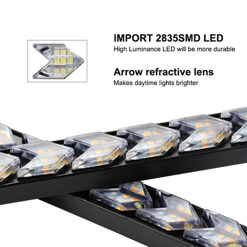 2x Arrow Flash DRL Driving Lamp Flow Amber Switchback Turn Signal Strip Tail Bar - Picture 6 of 14