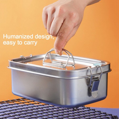 Stainless Steel 1100/1500 ml Double Layer Lunch Box Square Sealed Large Capacity - Picture 11 of 14