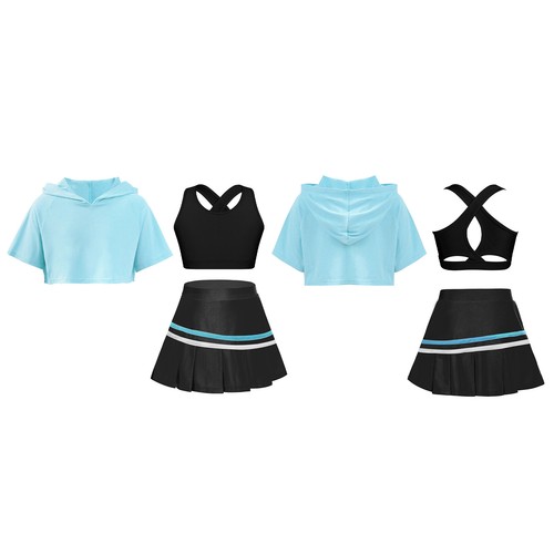 Kids Girls Sports Suit Golf Tracksuit Training 3Pcs/Set Tennis Sportwear Dance - Picture 54 of 73