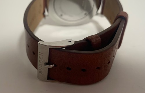 SKAGEN HAGEN SKW6446 BLUE DIAL BROWN LEATHER SLIM MEN'S WATCH 38 MM READ! - Picture 10 of 13