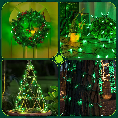 St. Patrick'S Day Green String Lights,2 Pack 17.8 Feet 50 LED Battery Operated M - Picture 6 of 7