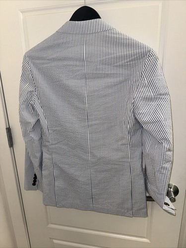 J.Crew Slim Fit Thompson Seersucker Suit Jacket/Blazer - 34s Blue - Picture 4 of 5