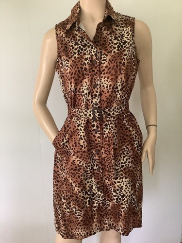 WHITE STAG Leopard Button Down Cotton Blend Shirt Dress (Size 10) - Picture 6 of 12
