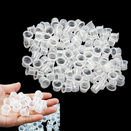 1000 bouchons d'encre tasses en plastique fournitures de tatouage jetables encre de tatouage tasses transparentes S - Photo 4/11