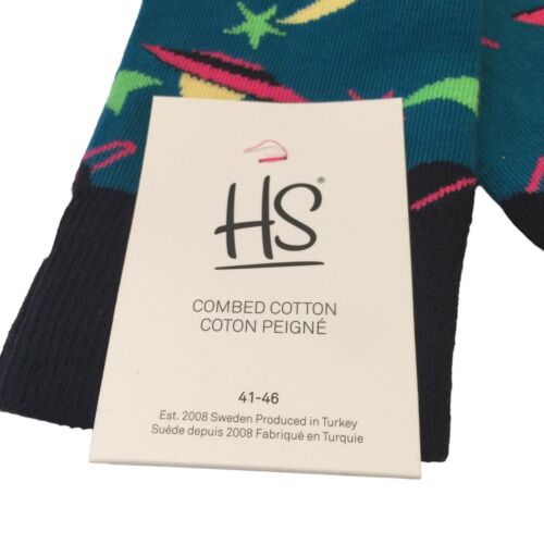 HAPPY SOCKS Men's Crew Socks Size 8-12 Moon Shooting Star Planets Orange Teal - Picture 3 of 4