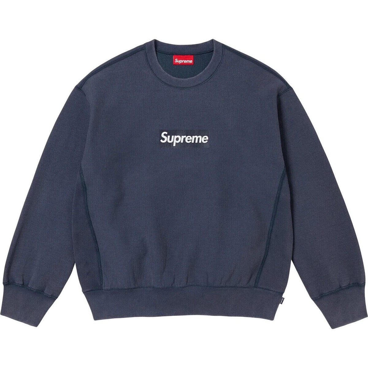 トップス supreme washed box logo crew neck Sweat Supreme Washed Box Logo Crewneck Sweatshirt Navy - Size