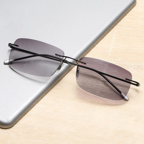 Rimless Rimless BIFOCAL Sunglasses Rectangle Reading Glasses Tinted Readers UV - Bild 22 von 22