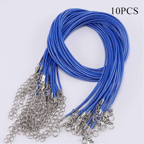 10Pcs Multicolor Leather Wax Necklace Cord DIY Chain String Rope Lobster Clasp - Picture 19 of 39