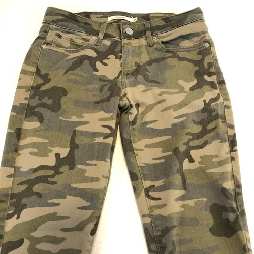 Levi's 711 Skinny Jeans Damen Größe 24 - Low Rise Grün Camouflage Stretch - Bild 2 von 12