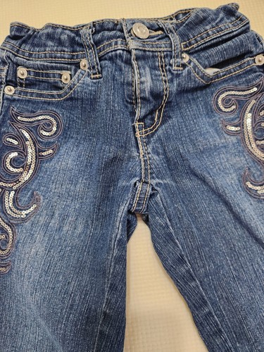 Canyon River Blues Girls Jeans Size 8S - with silver sequin pattern - Picture 3 of 12