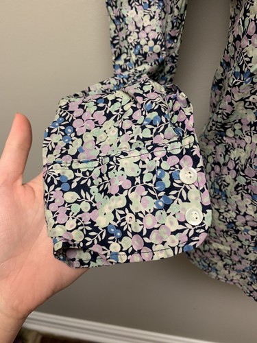 J.Crew Damen Hemd geblümt lila grün "perfekte" Passform geknöpft 25538 Größe 2 - Bild 5 von 7