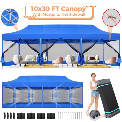 Canopy 10'x30' Heavy Duty Pop Up Gazebo with Mosquito Netting Mesh Screen Tent## - Picture 6 of 60