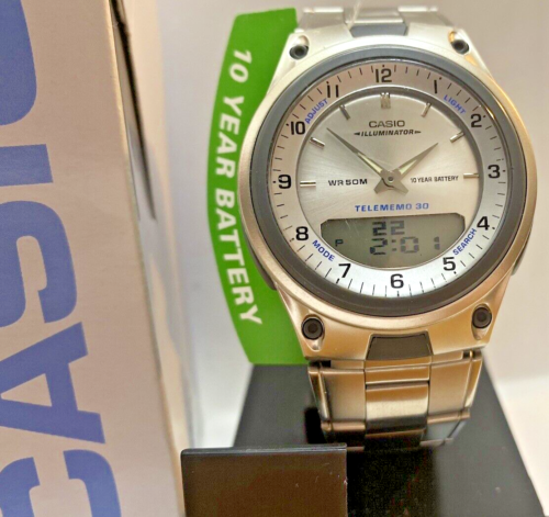 Casio AW-80D-7A Digital 30 Phone Databank LED 40mm Analog Stainless Steel Watch - Picture 4 of 6