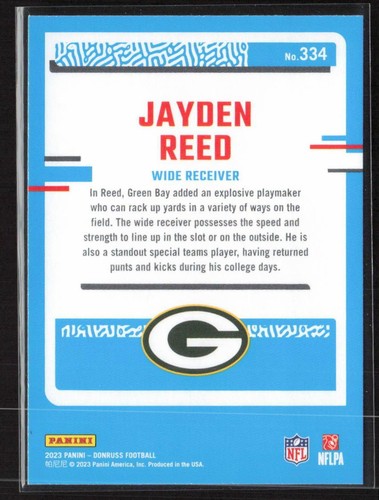 2023 Donruss #334 Jayden Reed - Picture 2 of 2