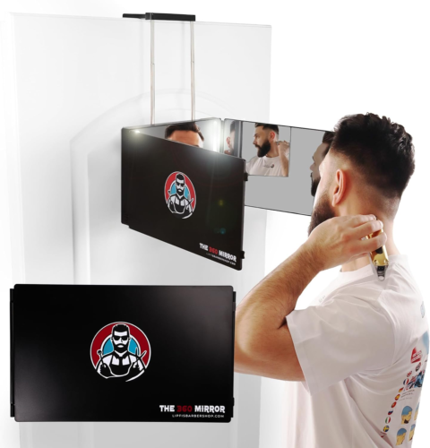 Self Hair Cut System LED Light 3 Way 360 Mirror Adjustable Trifold Barber Mirror - Picture 2 of 12