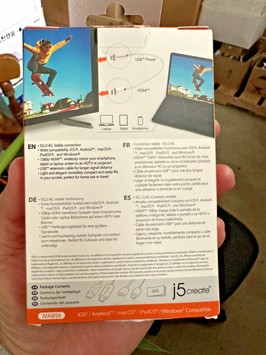 New Sealed | j5create ScreenCast HDMI™ Wireless Display Adapter HDMI Cable new - Picture 2 of 10