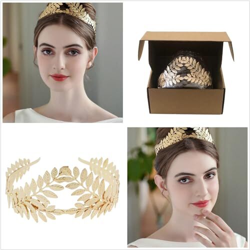 Greek Goddess Crown Bridal Gold Leaf Headband Wedding Party Halloween Headpiece - Picture 8 of 8