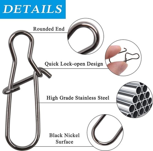 100 Stck. Angelknöpfe Duo Lock Druckknöpfe Edelstahl Schnellköder Druckknöpfe Größe 0-8# - Bild 13 von 34
