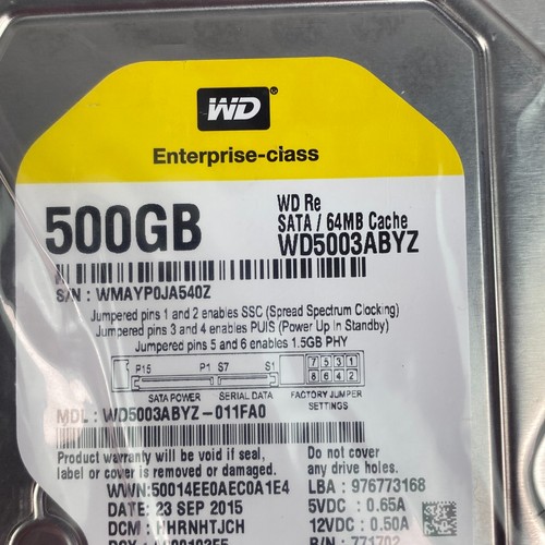 Western Digital 500GB HDD WD5003ABYZ-011FA0 SATA 64MB 3.5" Internal HDD TESTED - Picture 2 of 4