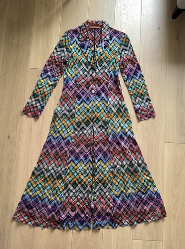 MISSONI RUNWAY RARE STRETCH LONG DRESS DUSTER COVERUP MULTICOLOUR SIZE 46 / 8-10 - Picture 9 of 15