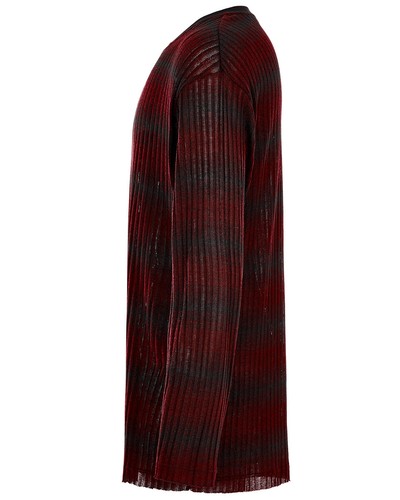 Punk Rave Homme Gothique Grunge Pull Tricoté Noir Rouge Rayé - 第 3/12 張圖片