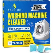 Bastion Washing Machine Cleaner, Deodorizer, & Descaler - 24 pack