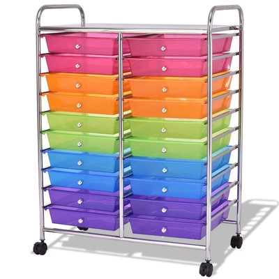 Multicolor 20 Drawers Studio Storage Bins Box Rolling Cart Home