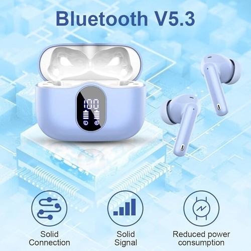 Auricolari Wireless Bluetooth 5.3 Cuffie In Ear Cancellazione Rumore Microfono Impermeabile - Foto 16 di 22
