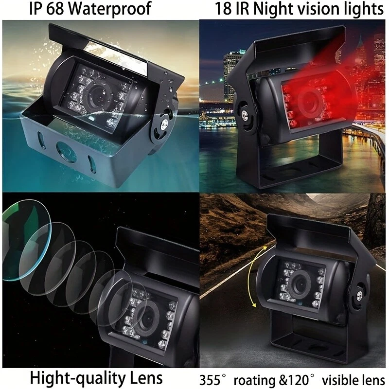 Wireless Rear View Camera 7" LCD Backup Car Monitor For Truck Bus Trailer Camper - Image 3 of 4