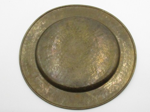 Vintage Brass Plate Tray Hammered 11 1/2 inch Handmade? Antique? no name (D69) - Picture 3 of 5