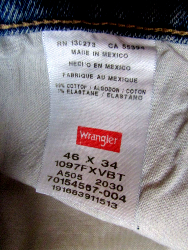 NWT Wrangler Men's 5 Star Relaxed Fit Flex Medium Wash Blue Denim Jeans 46 x 34 - Picture 11 of 11