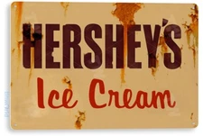 TIN SIGN Rusty Hershey's Ice Cream Metal Sign Decor Shop Parlor Kitchen A083