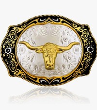 Western Cowboy Buckle For Standard 1.5" Snap On Belt New Longhorn A3984