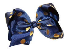WD2U Girls 6" Large Metallic Dotted Grosgrain Boutique Hair Bow Alligator Clip
