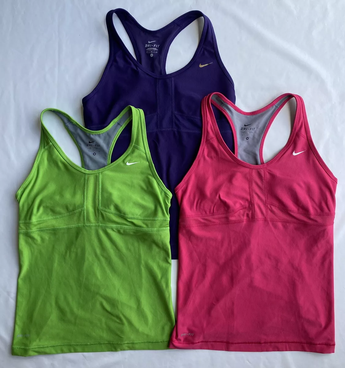 3 Nike Dri Fit raceback athletic Tank Tops w built in bra Pink