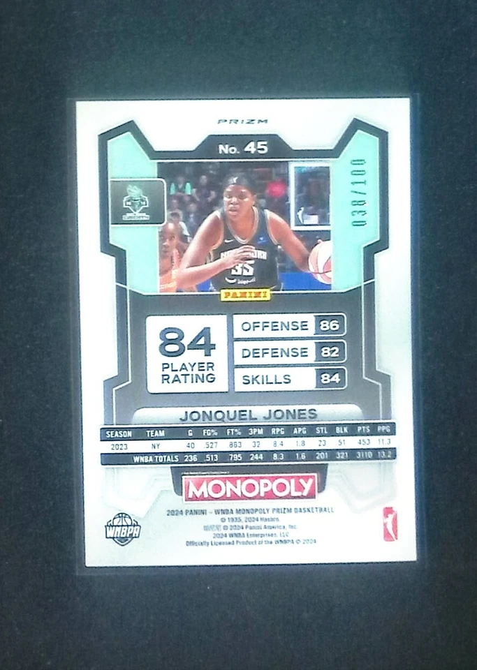 2024 WNBA Prizm Monopoly Jonquel Jones Red Millionaire Shimmer #’d/100 - Image 2 of 2