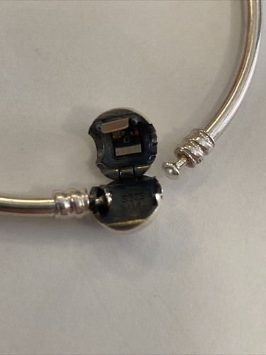 Pandora Silver S925 ALE Genuine PANDORA MOMENTS ROUND SNAP CLASP BANGLE 19cm - Picture 6 of 10